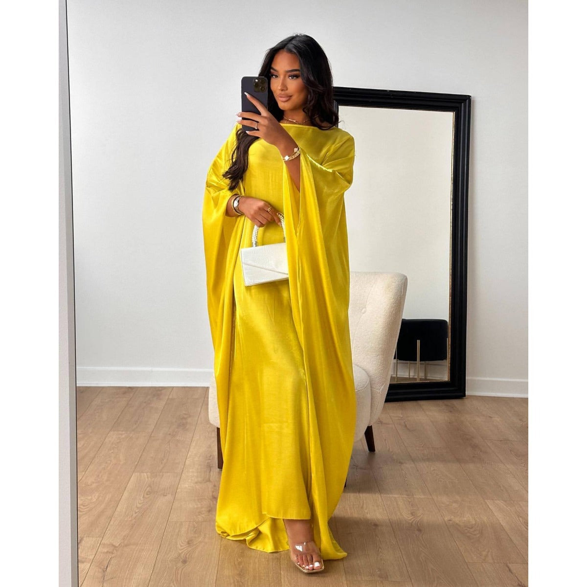 LM1348 Elegant Kaftan in Gold Cotton – 20 Vibrant Colors Available