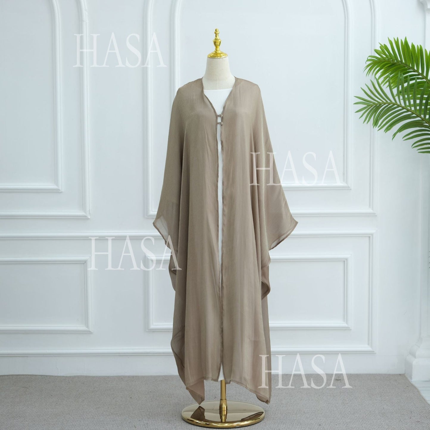 LUMAYA6534 Elegant Island Wrinkle Texture Solid Color Cardigan Robe