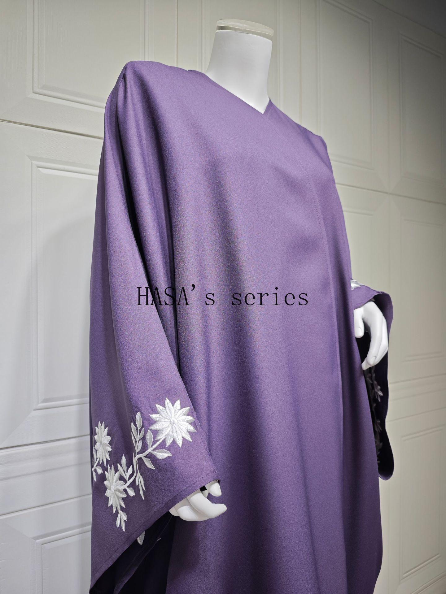 LUMAYA5099 Rhinestone-embellished Beaded Cardigan-style Robe, A High-quality Two-piece Set with A Matching Headscarf Design.