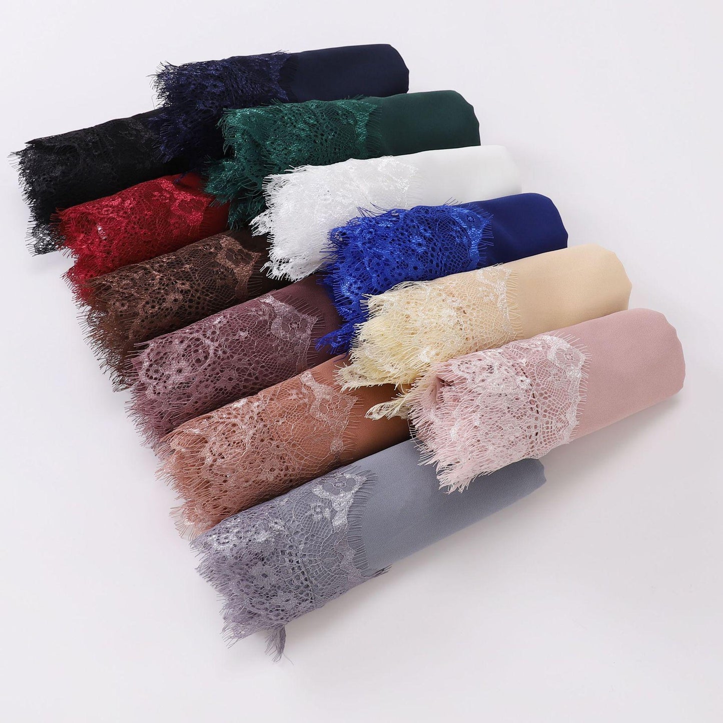 LUMAYA LM1119 Chiffon Lace Edge Headband Hijab