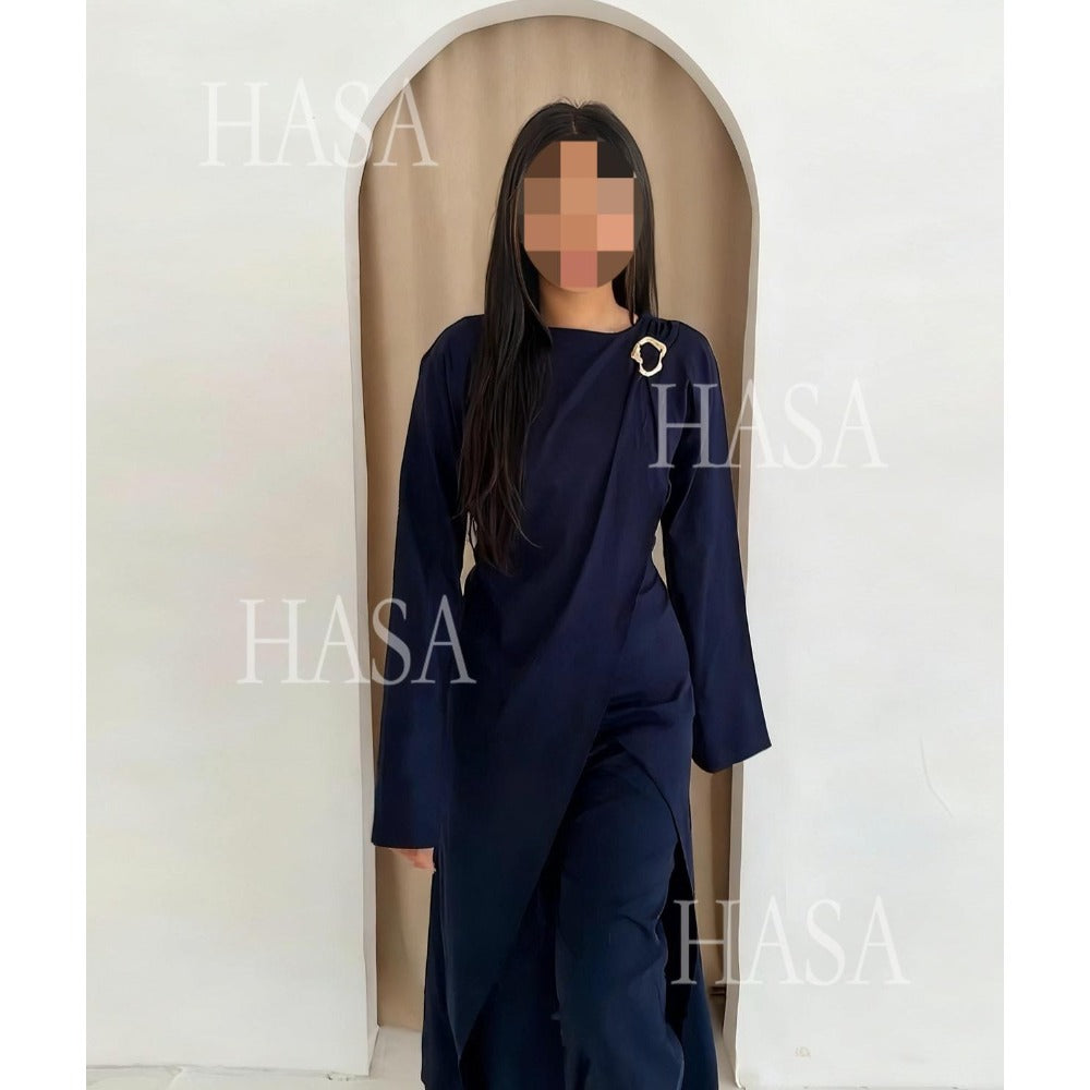 LM6605 Stylish asymmetrical two-piece set (with optional headscarf)