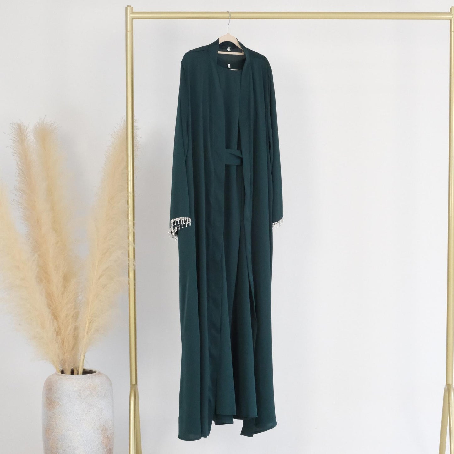 LUMAYA LUMAYA1047 1pcs Solid Color Beaded Cardigan Robe