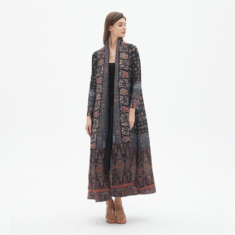 LUMAYA6727 Multicolor Printed Abaya with Traditional Motifs