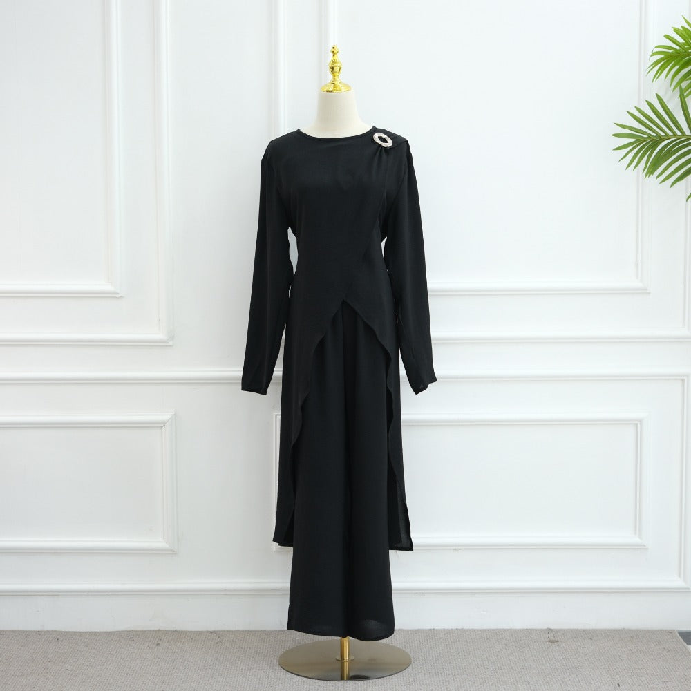 LM6605 Stylish asymmetrical two-piece set (with optional headscarf)