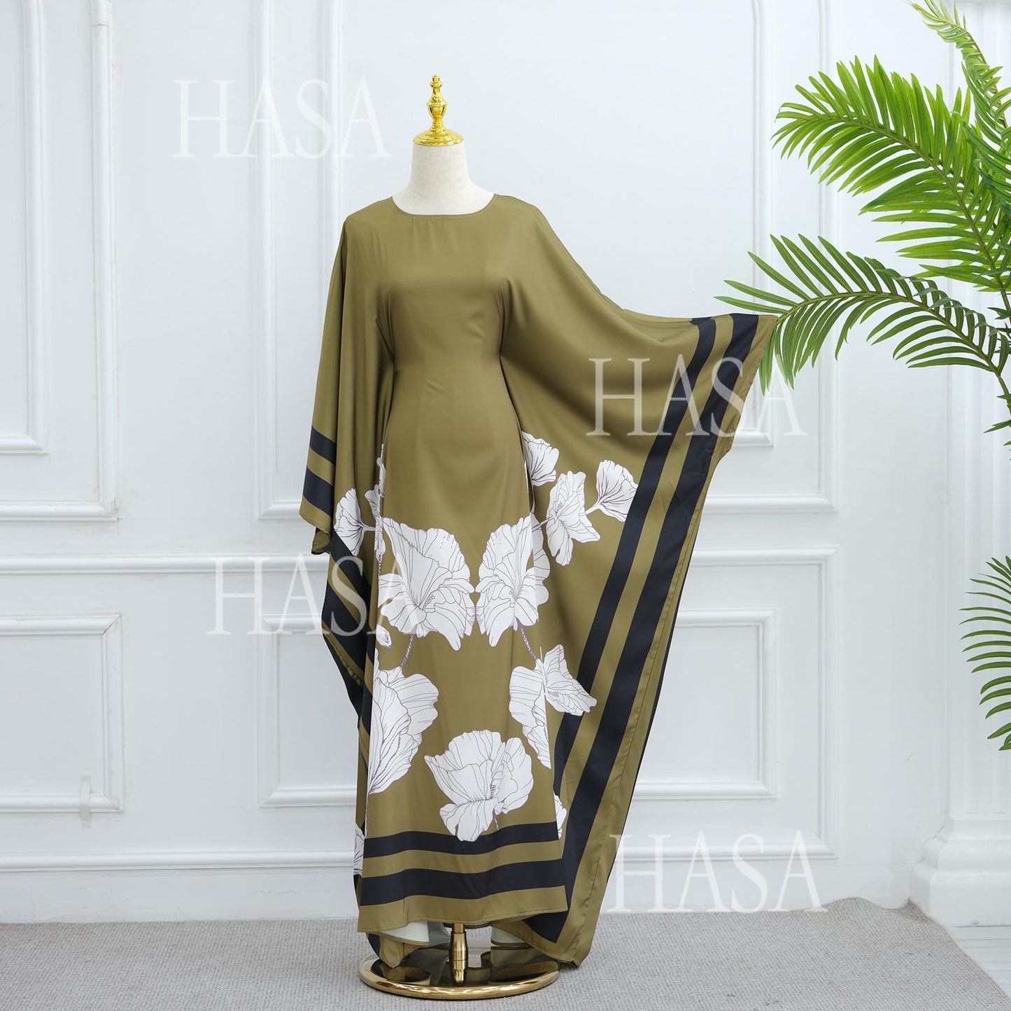 LM6556 Colorblock Print Cardigan Robe Dress