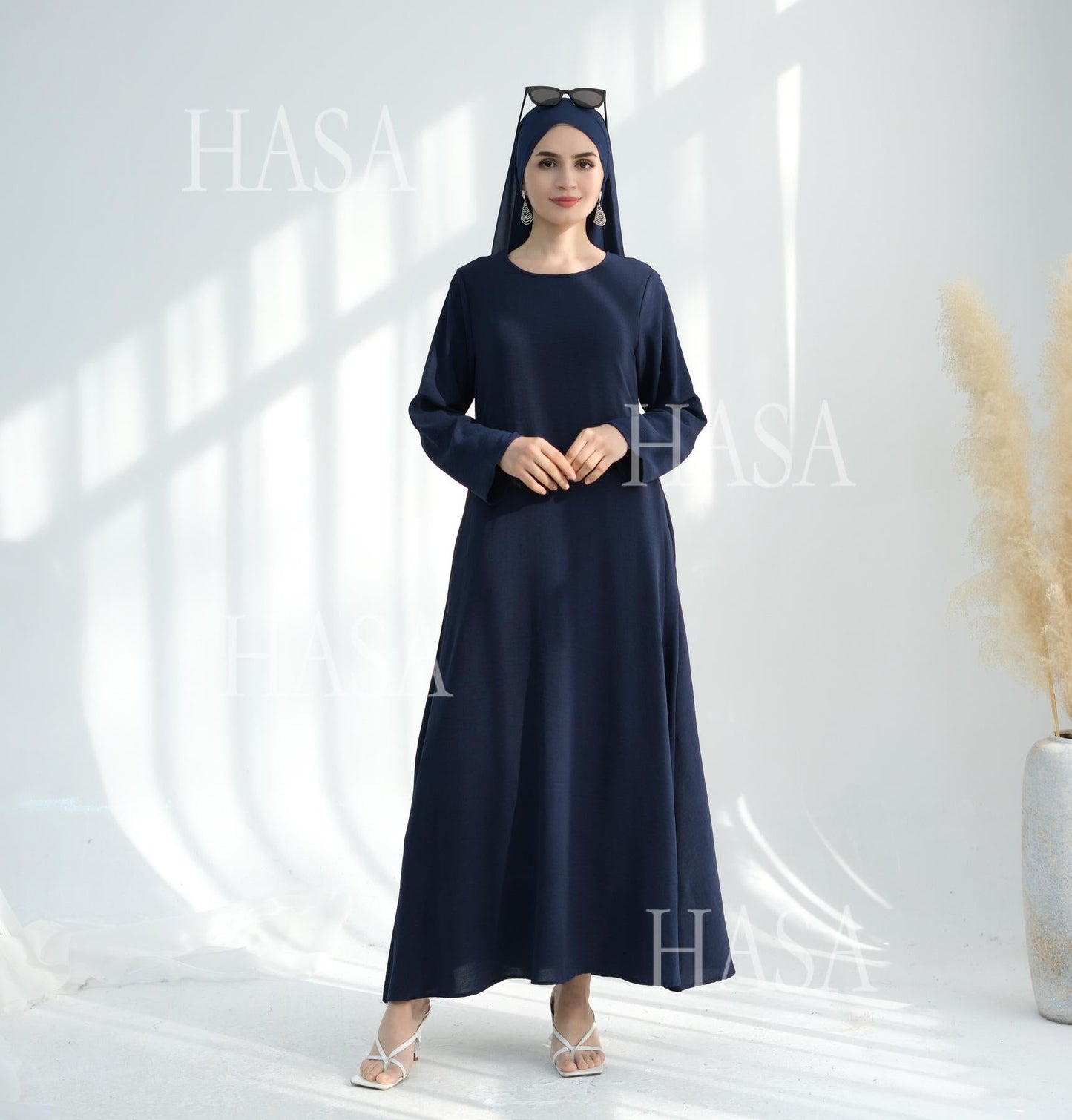 LUMAYA6513 Double-layered sleeve chiffon cardigan two-piece robe abaya (headscarf not included)