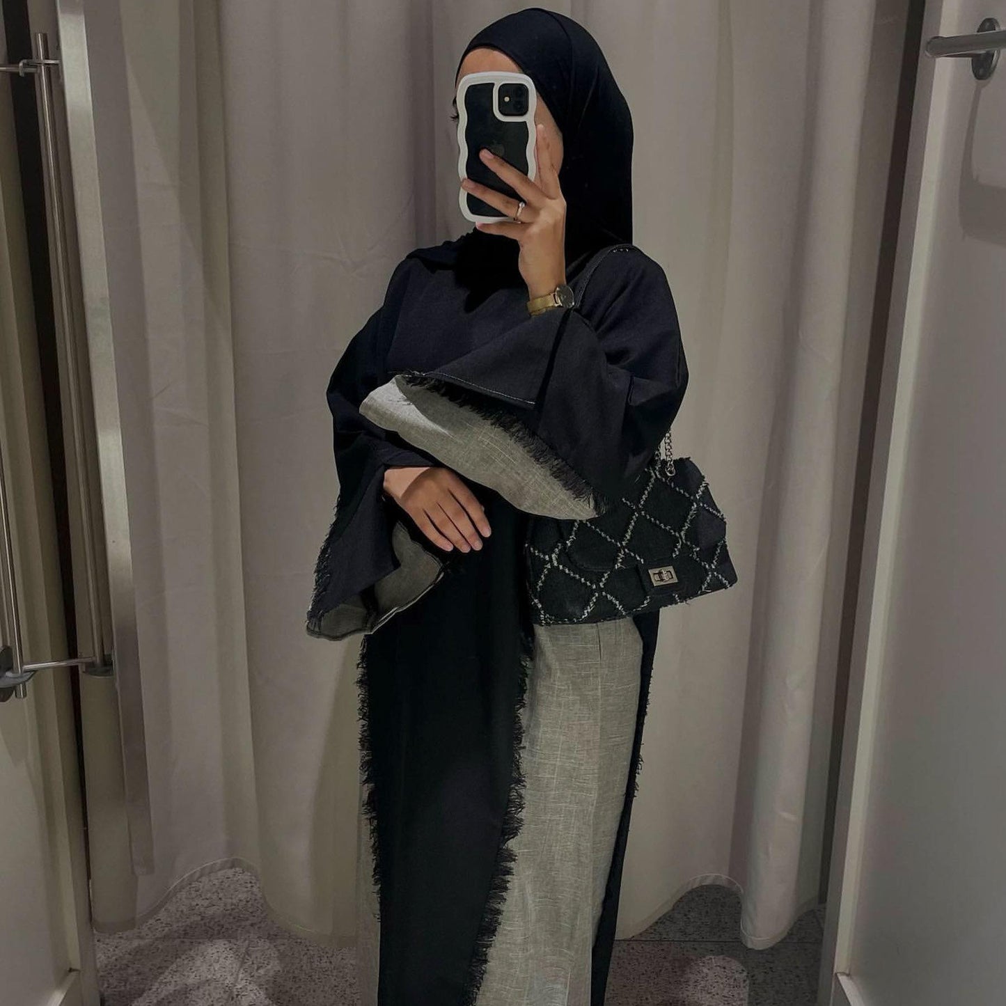LM5606 Stylish Patchwork Robe - Cardigan and Dress Style