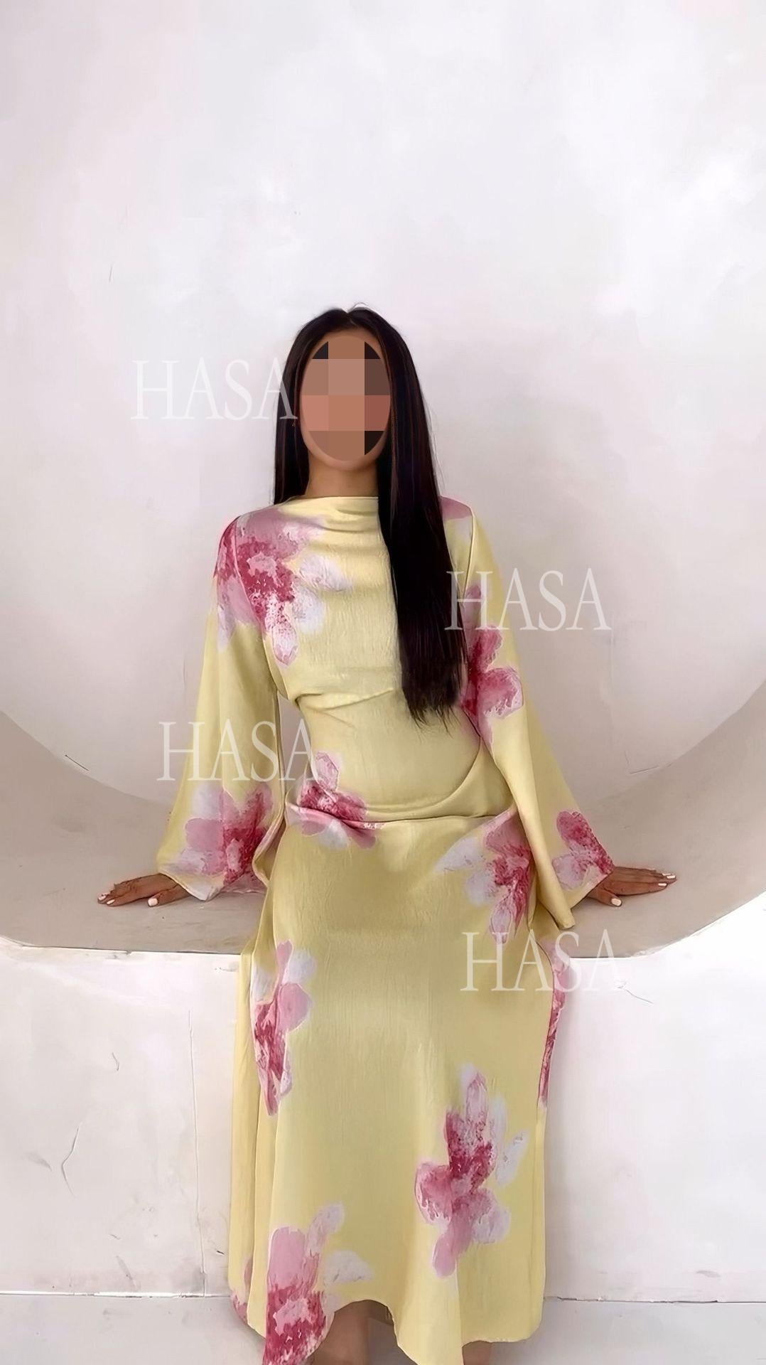 LUMAYA6503 Long-sleeved Waist-length Printed Dress (one Piece)