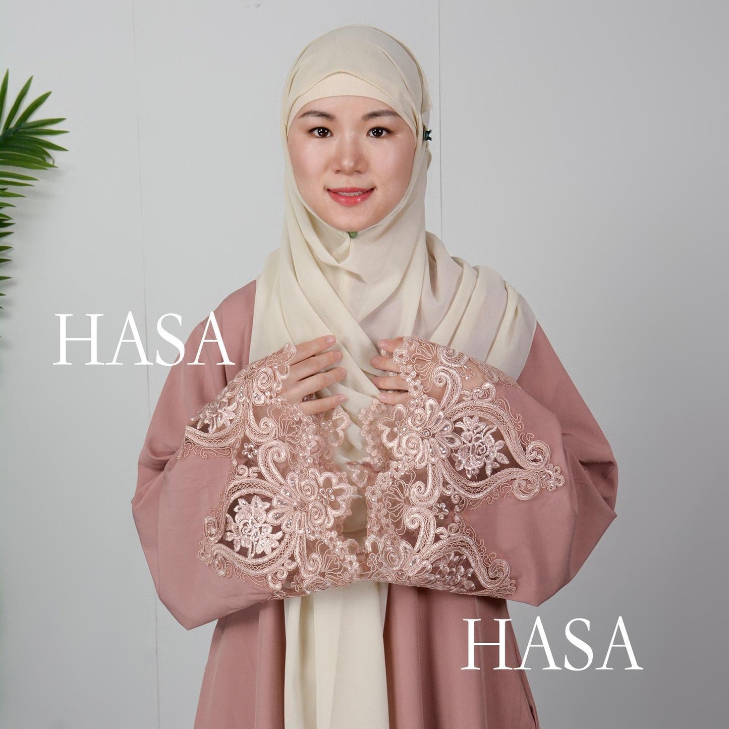 LUMAYA LM0303 3D Embroidery Sleeves with Two Sides Pocket and Nursing Zippers Solid Abaya