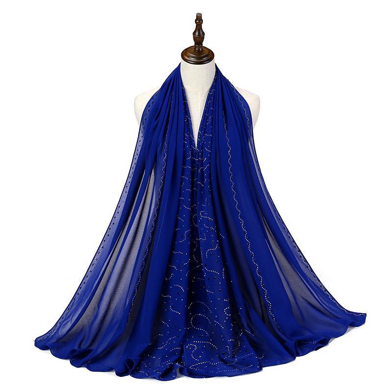 LUMAYA LM1127 Pearl Chiffon Rhinestone Headscarf