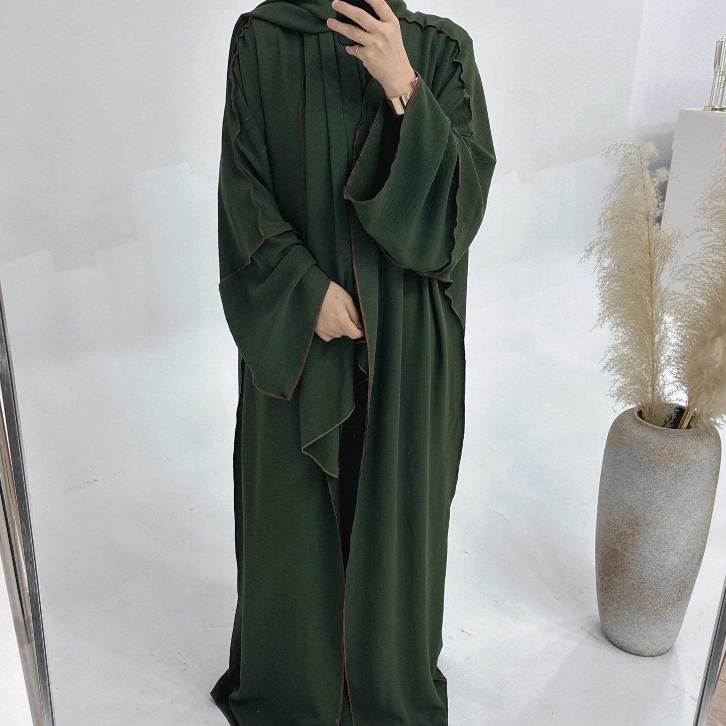 LUMAYA LM1182 3pcs Set Crepe Inner Dress and Cardigan and Hijab