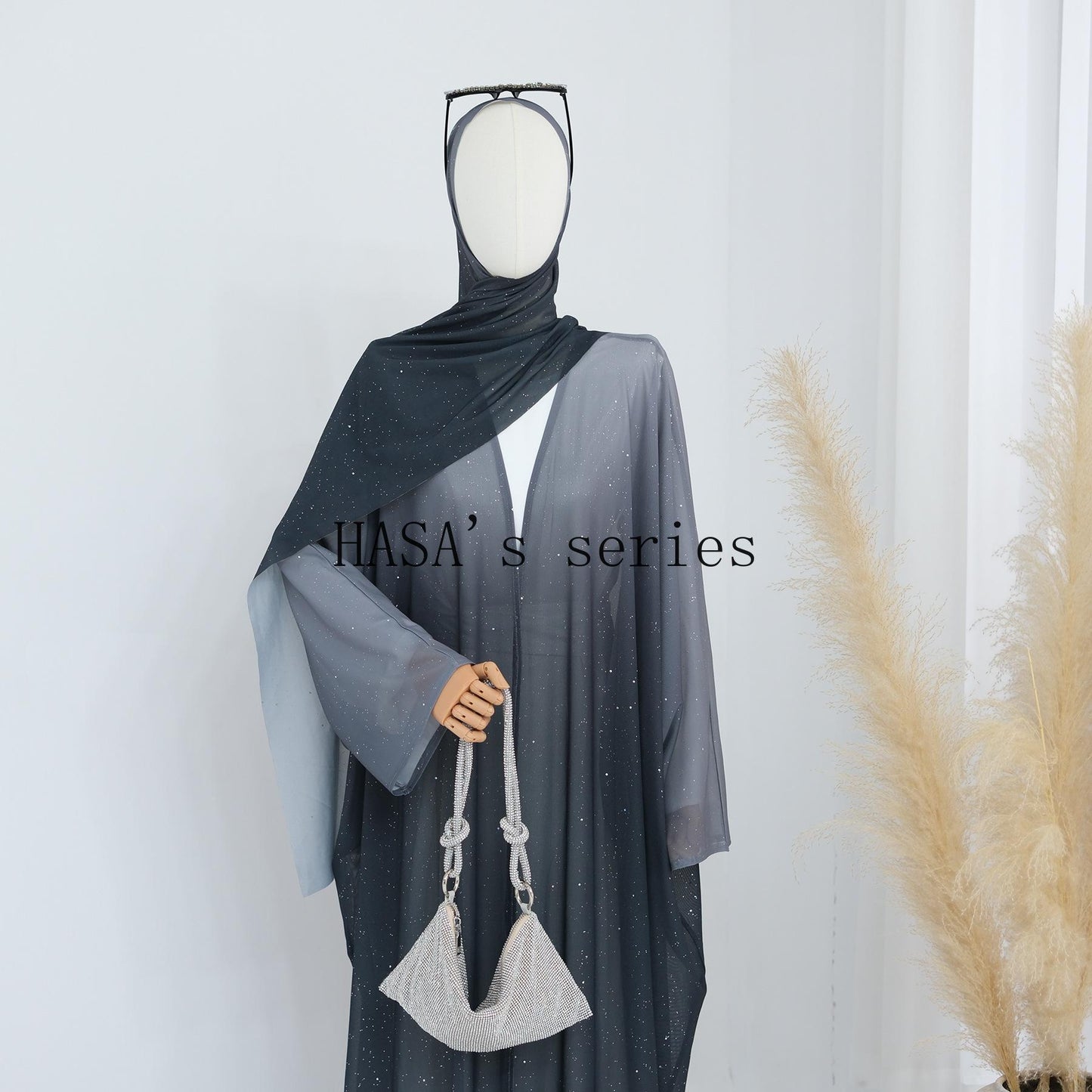 LUMAYA4839 Gradient Sequined Long Cardigan