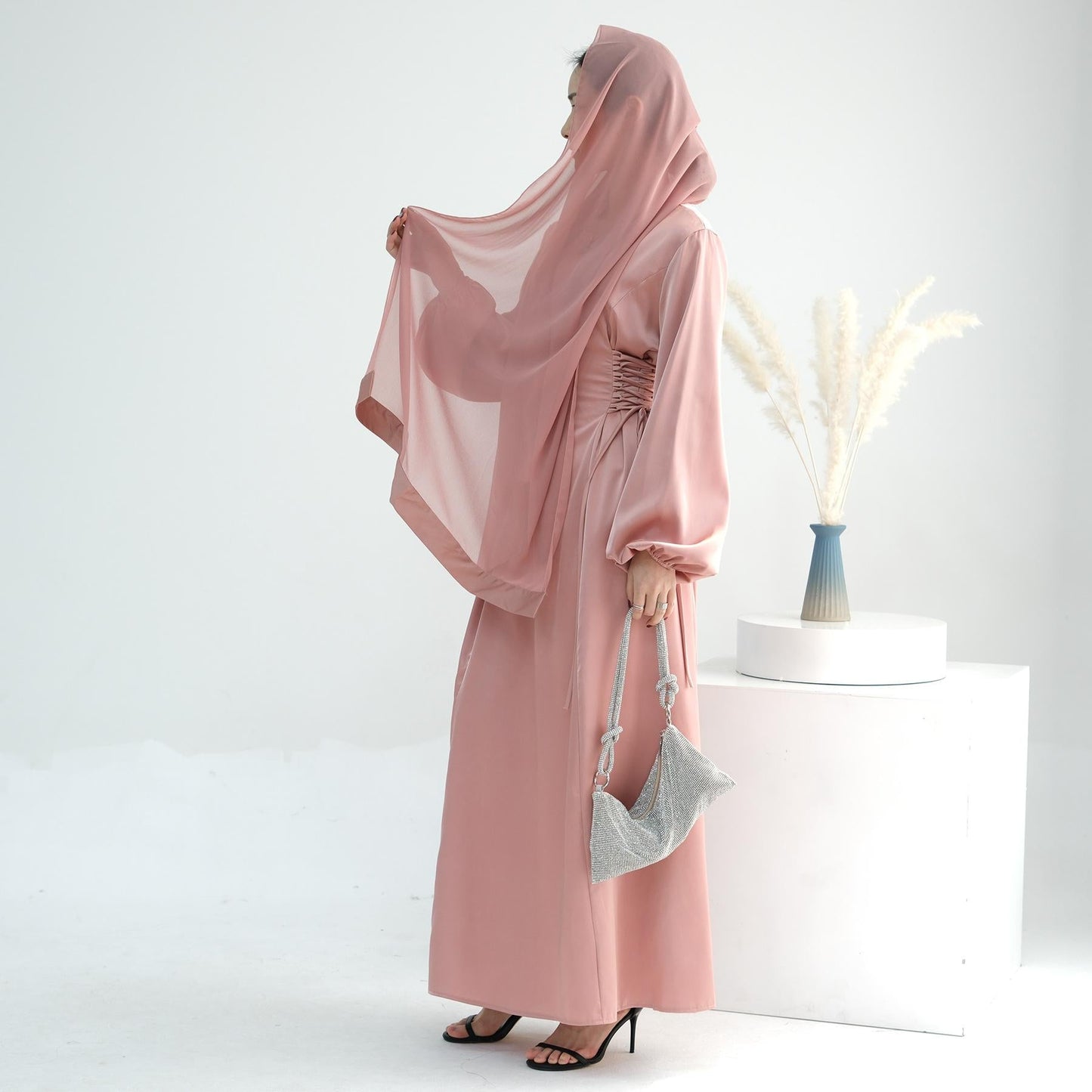 LUMAYA LUMAYA0991 Solid Color High-necked Slim Elegant Dress