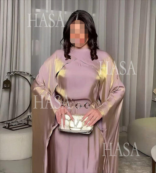 LM6584 Solid Color Beaded Loose Elegant Robe Dress