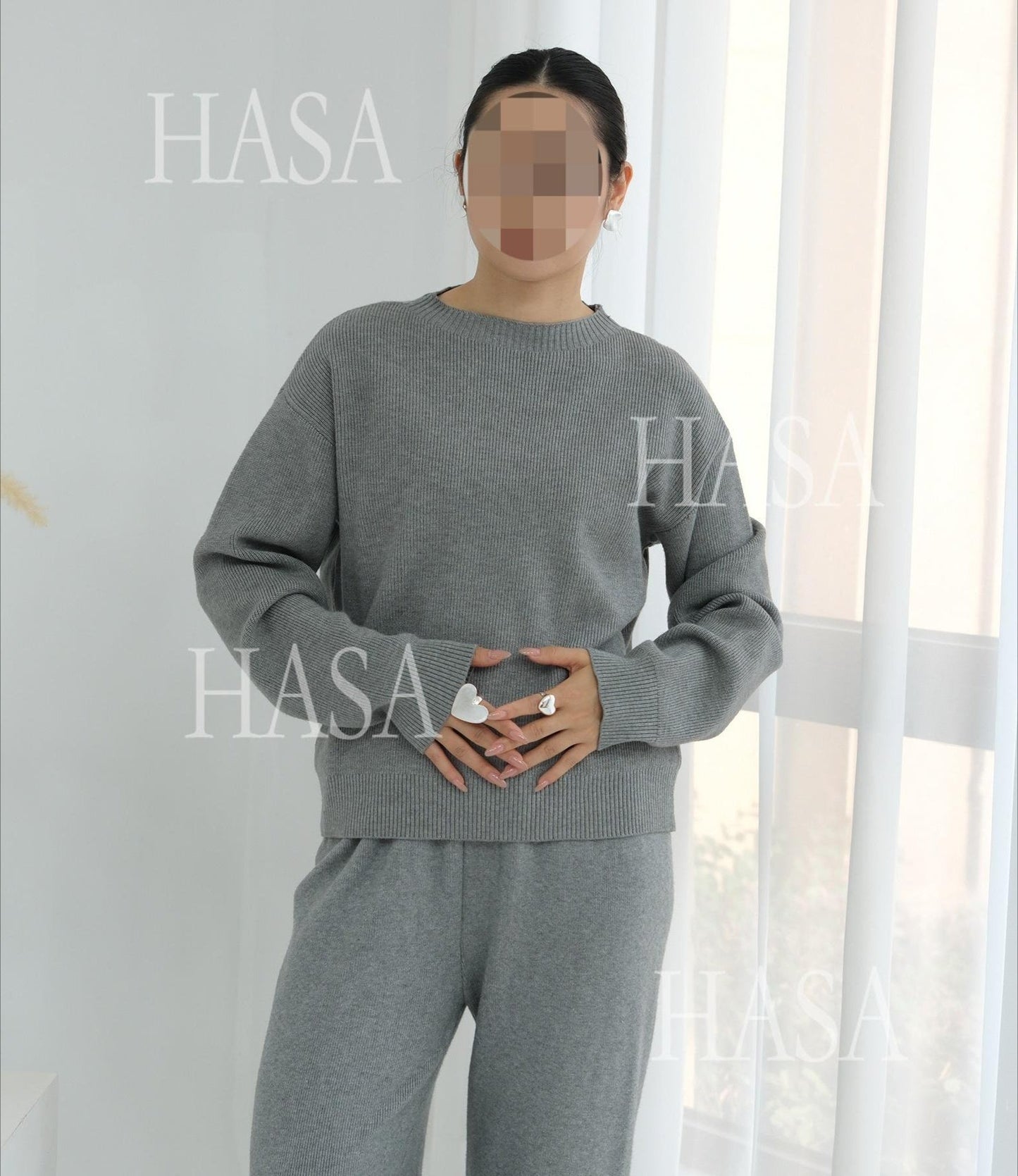 LM6595 Autumn and Winter Thickened Knitted Suit (Not Including Headscarf) | Simple Solid Color Two-Piece Suit