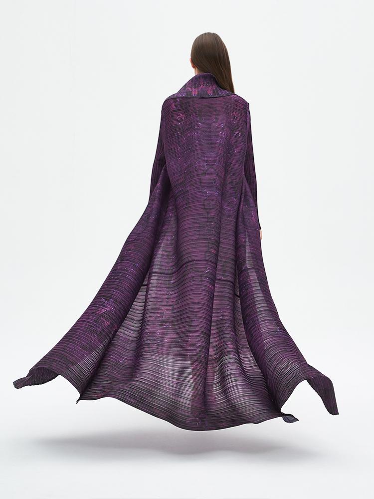 LUMAYA6712 Regal Amethyst , Belted Purple Abaya with Subtle Sparkle