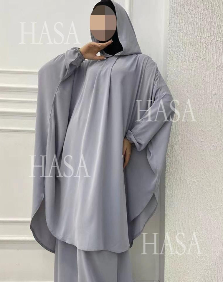 LM6583 Solid Color Long Robe Dress with Wide Swing Design