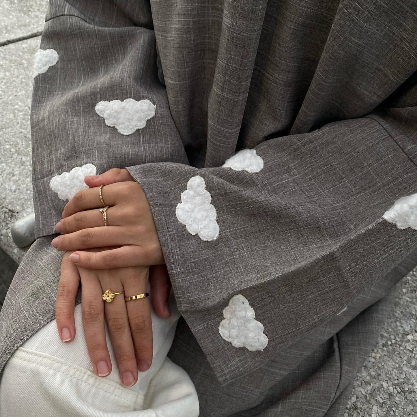 LUMAYA LUMAYA0992 Cloud Embroidered Elegant Cardigan Robe