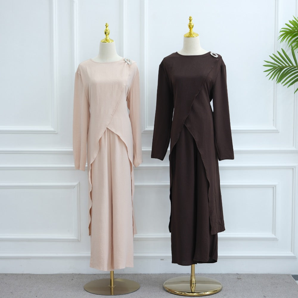 LM6605 Stylish asymmetrical two-piece set (with optional headscarf)