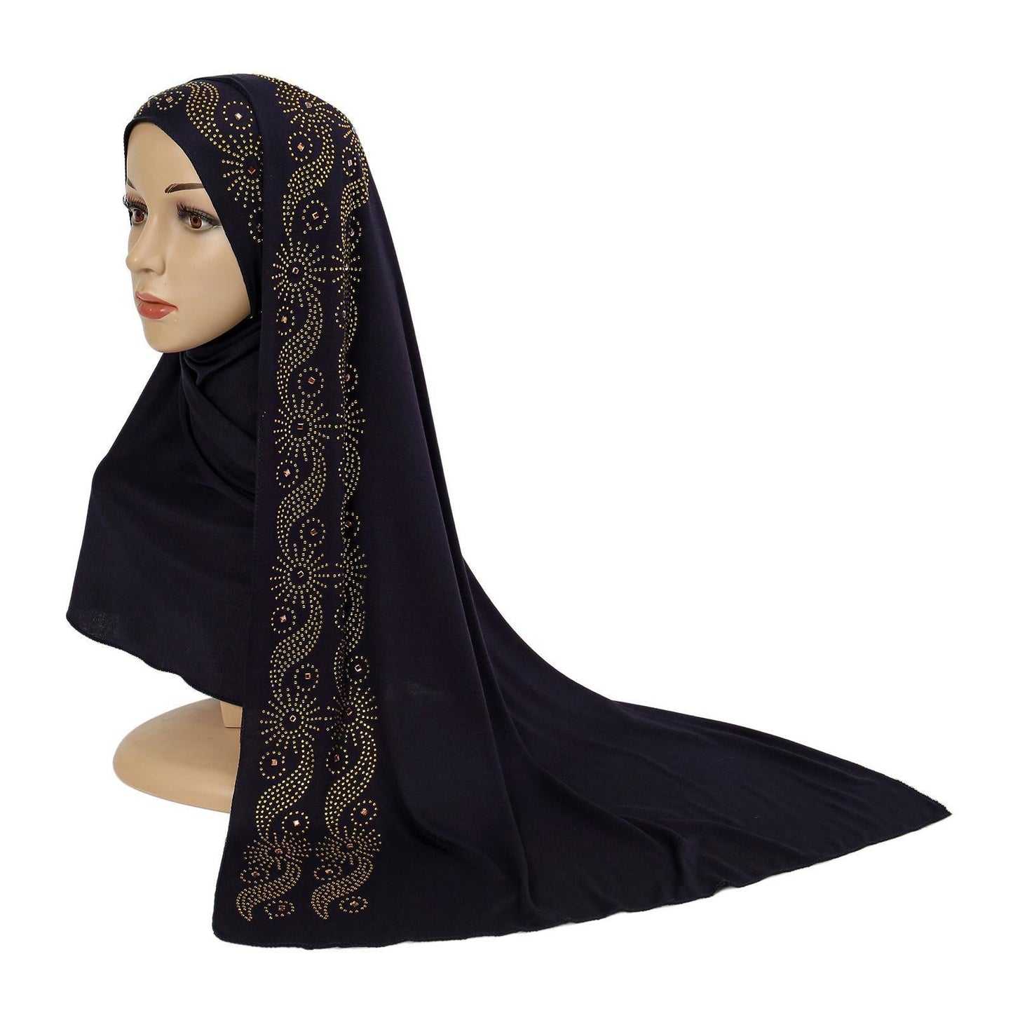 LUMAYA LM1145 Solid Color Rhinestone Headscarf