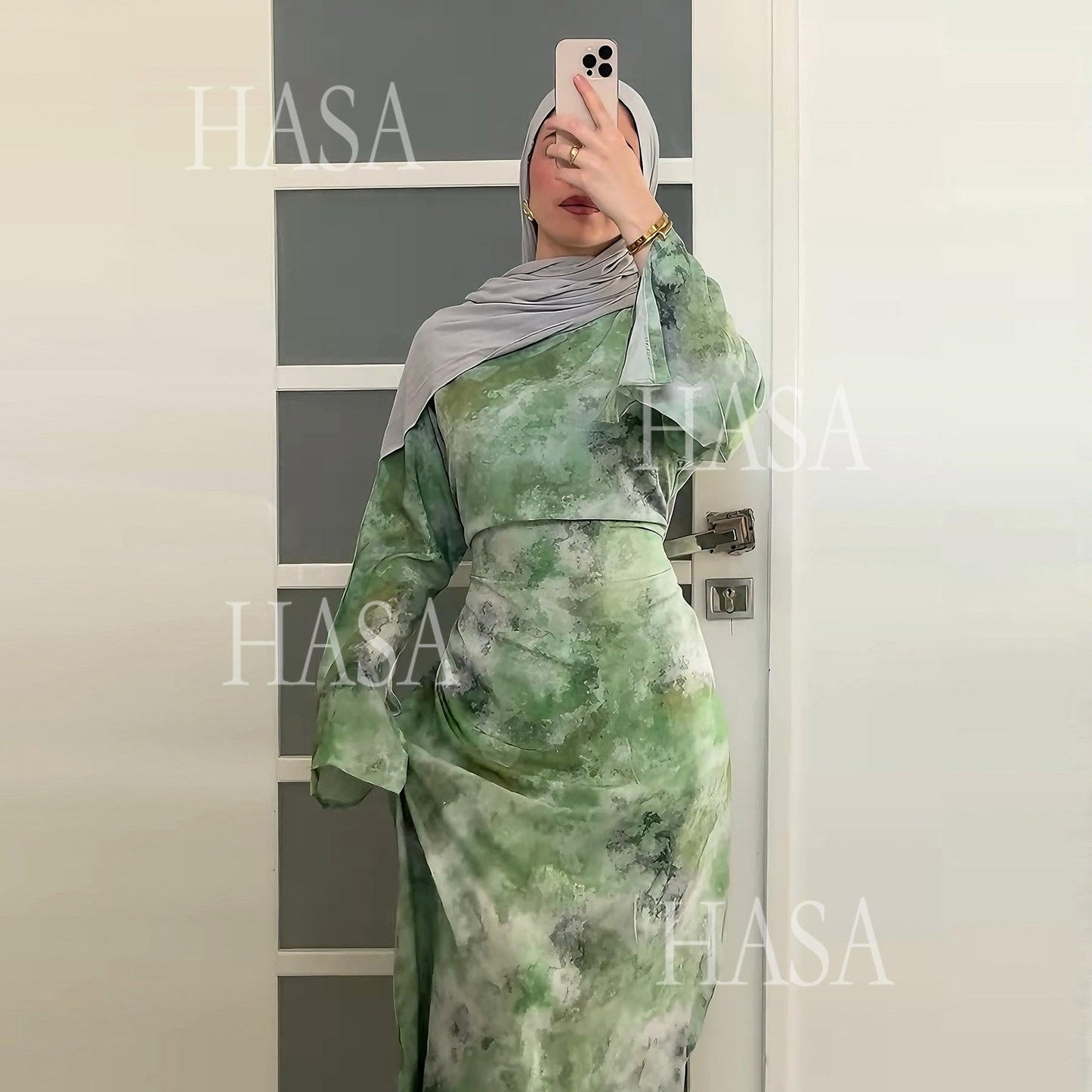LUMAYA6550 Elegant Printed Abaya with Long Sleeves