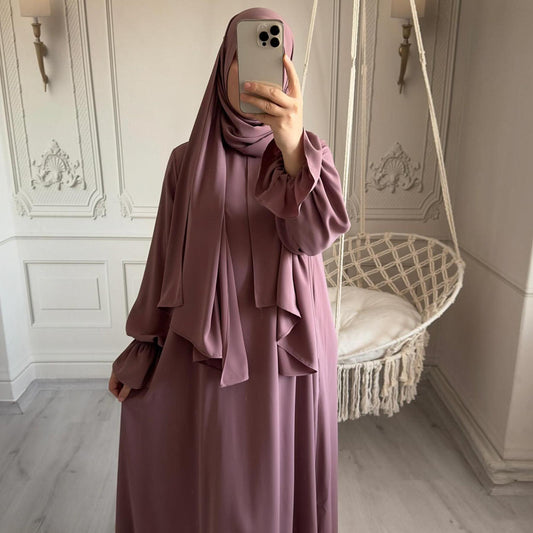 LUMAYA LM1173 Solid Color Hooded Abaya with Side Pocket