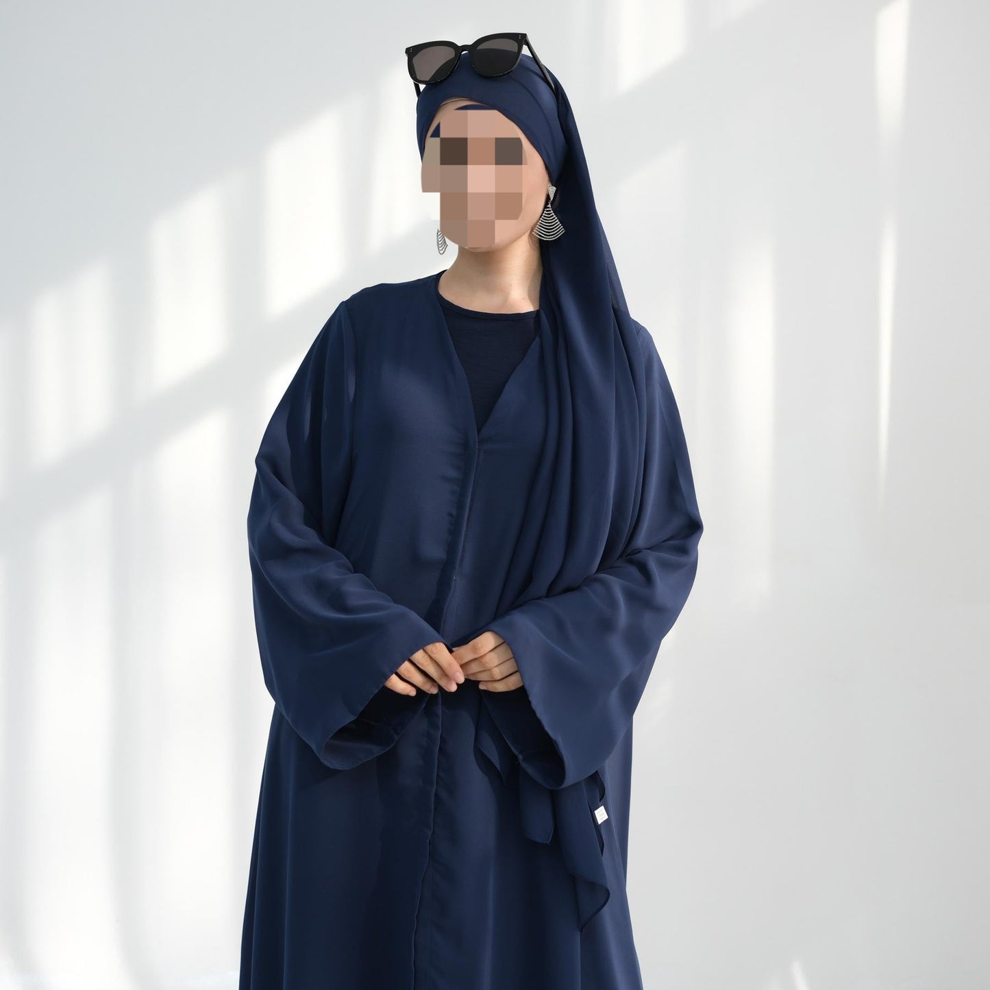 LUMAYA6513 Double-layered sleeve chiffon cardigan two-piece robe abaya (headscarf not included)