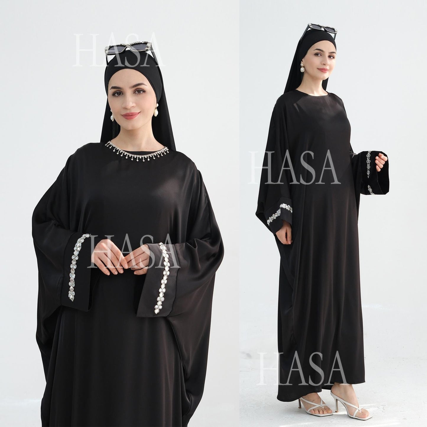 LUMAYA5882 A Cardigan Dress with Exquisite Hot Diamond Embellishment and Elegant Details closed abayas
