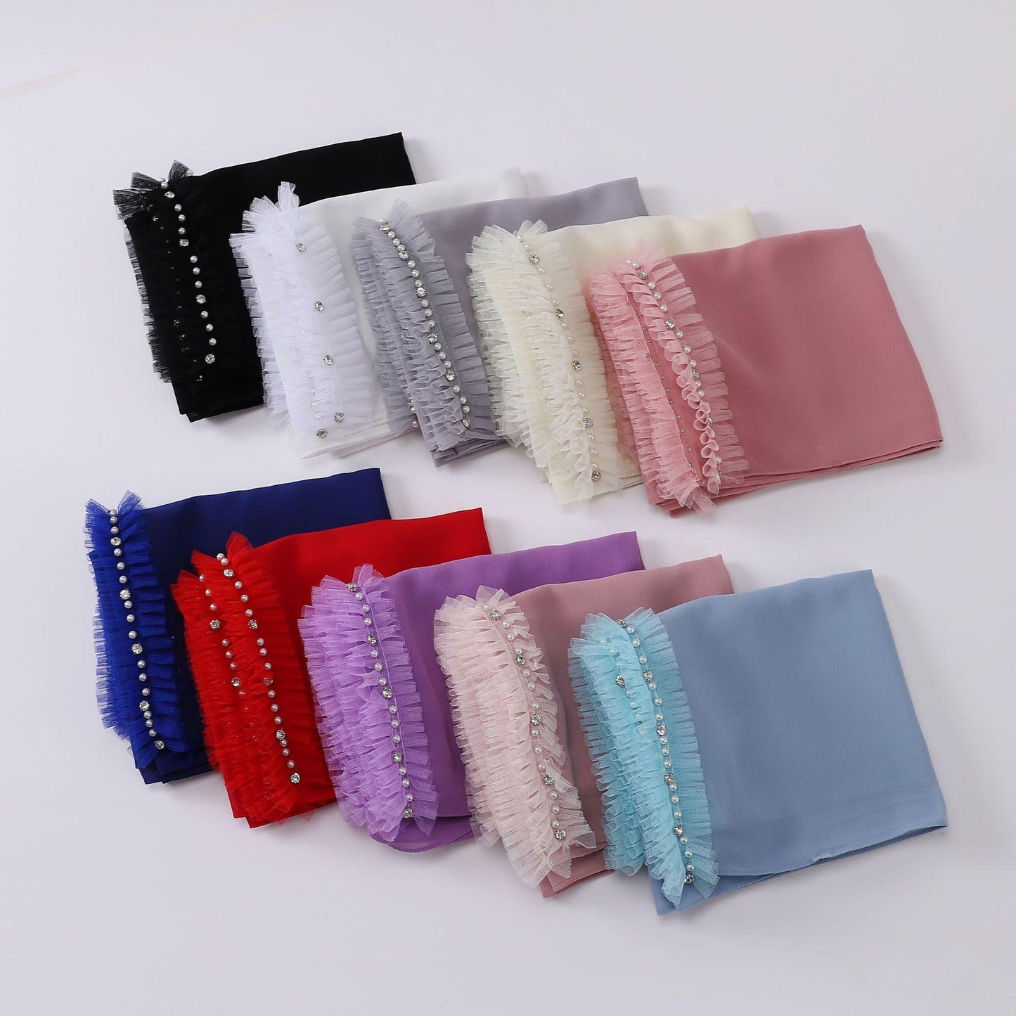 LUMAYA LM1118 Pearl Chiffon Lace Headscarf