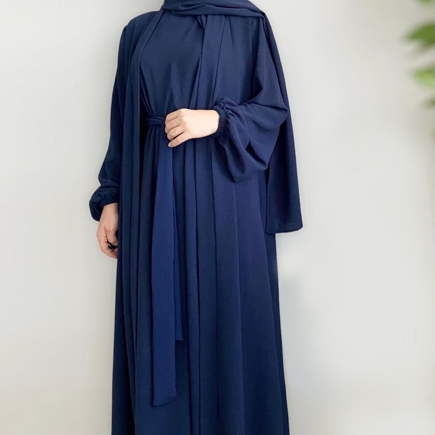 LUMAYA LUMAYA0995 3pcs Cardigan+without  Sleeves Inner Dress+Hijab