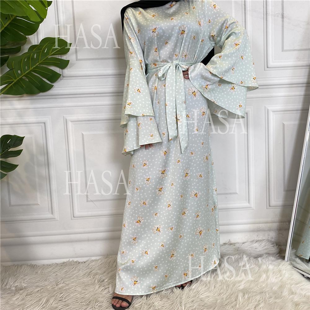 LM6590 Fashionable Printed Loose-fitting Dress with Lace-up Design and Wide Swing