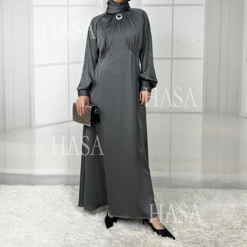 LUMAYA5859 High-end Silk Satin Robe (headscarf Not Included), Elegant Design Exudes Luxurious Texture