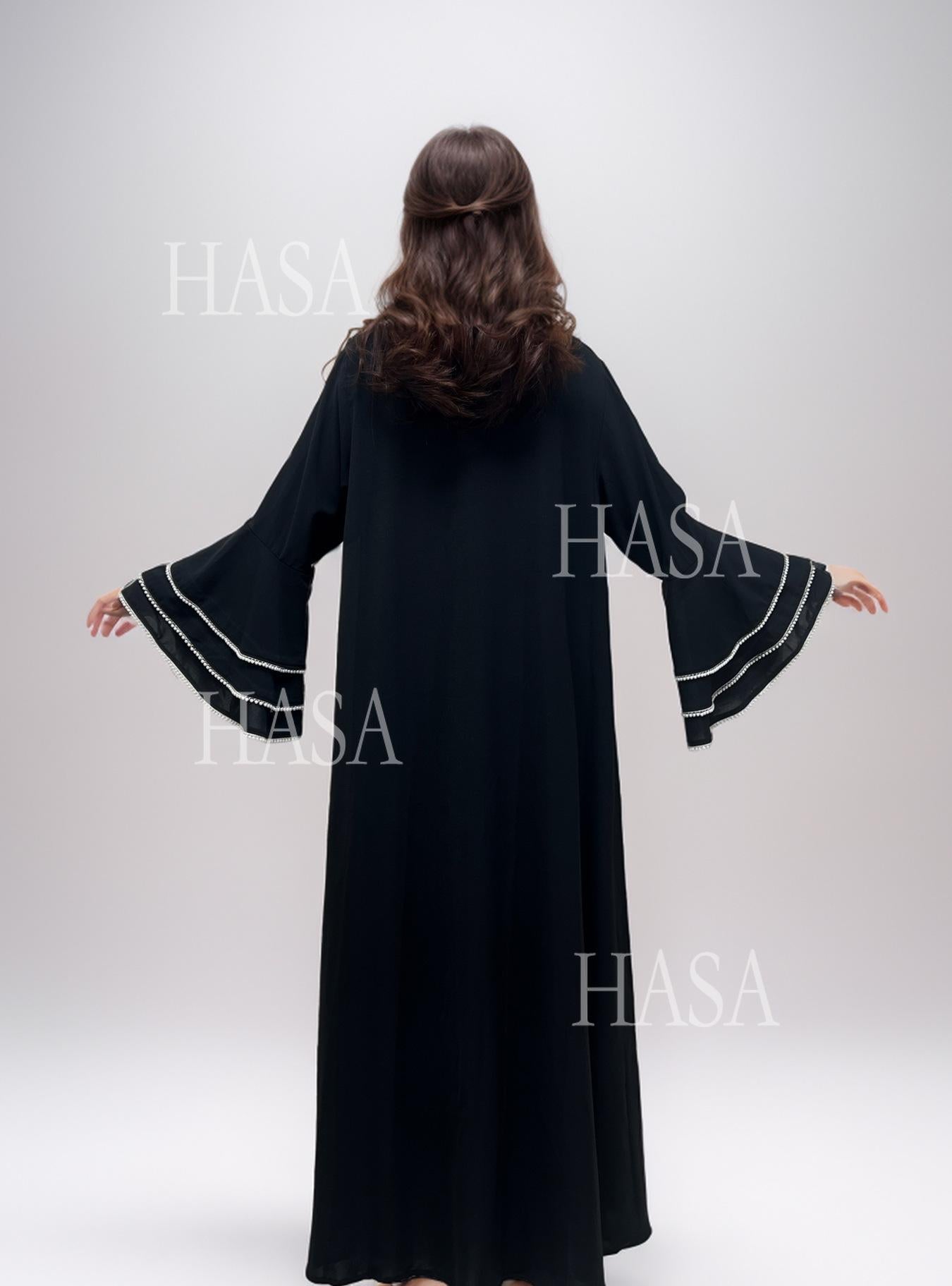 LUMAYA6543 Elegant Abaya with LUMAYAnd-Embroidered Pearl Details