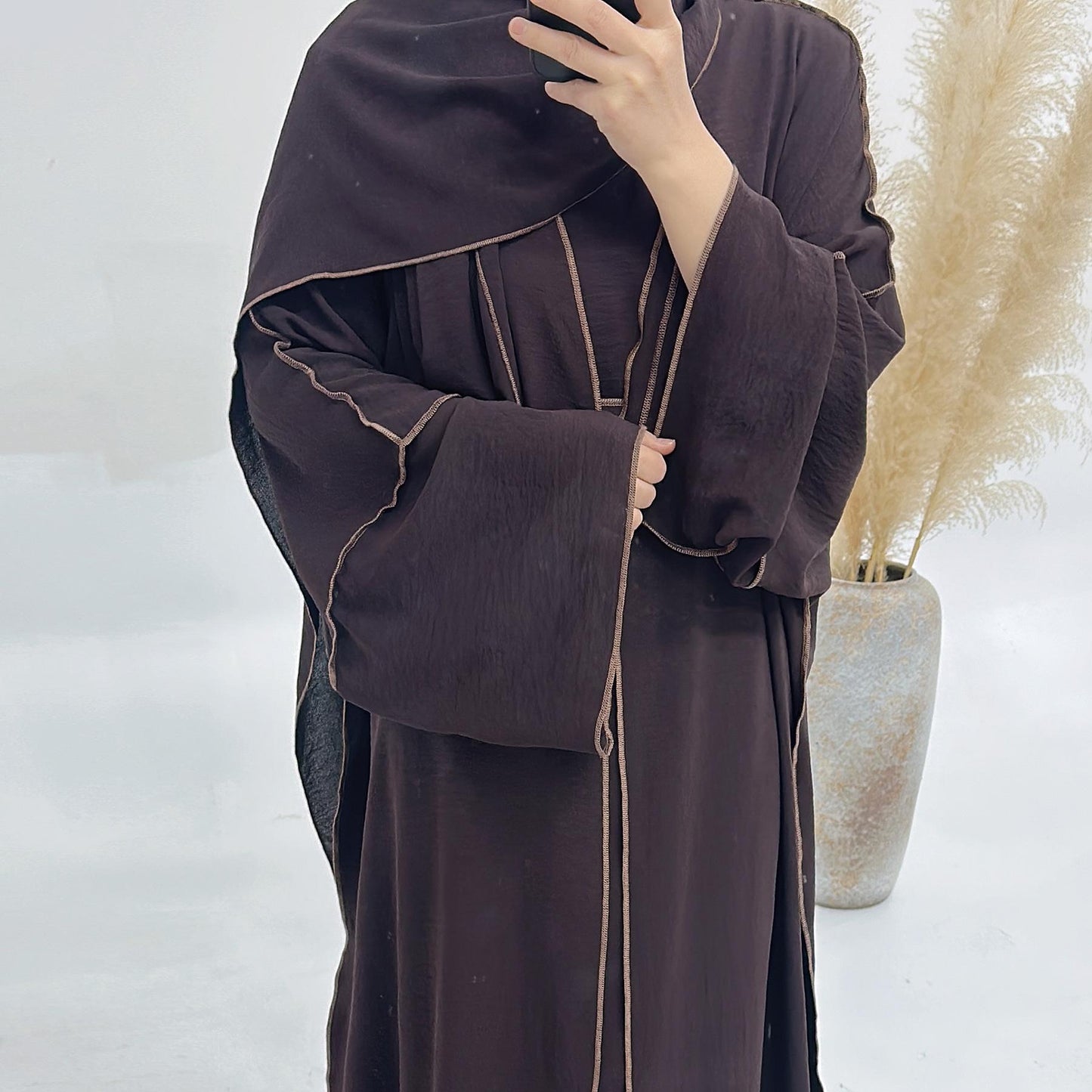 LUMAYA LM1182 3pcs Set Crepe Inner Dress and Cardigan and Hijab