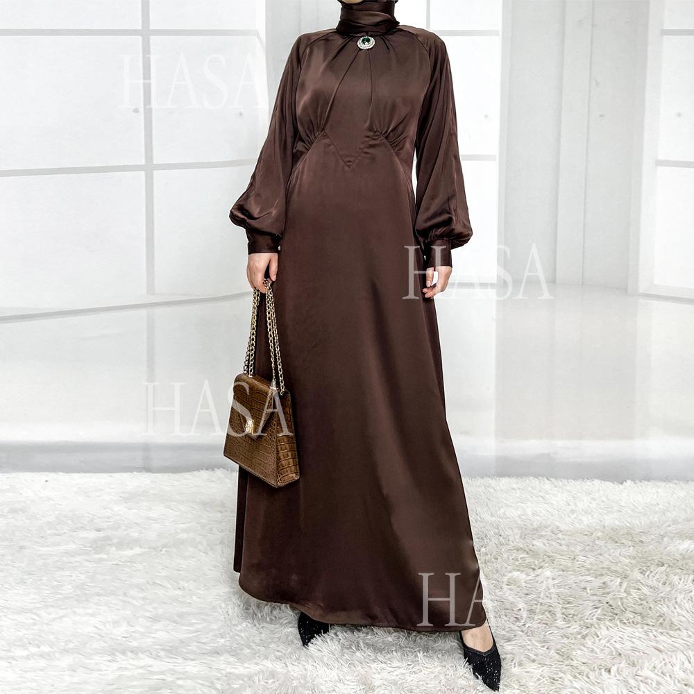 LUMAYA5859 High-end Silk Satin Robe (headscarf Not Included), Elegant Design Exudes Luxurious Texture
