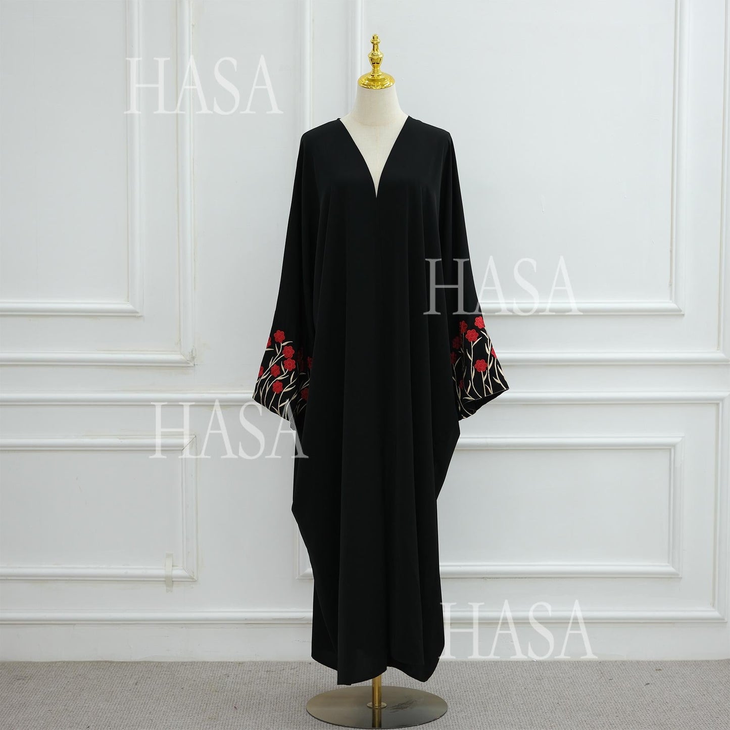 HA6529 Embroidered cardigan robe with headscarf, optional inner wear combination
