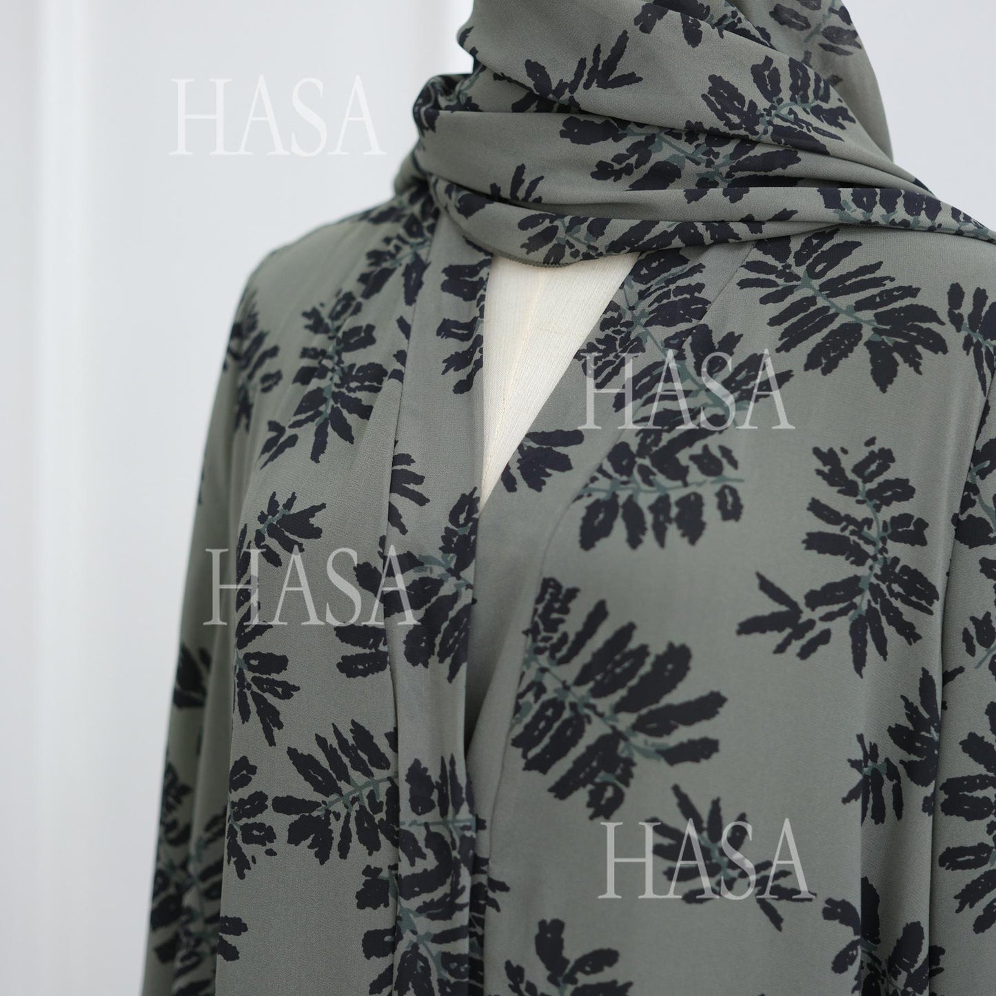 LUMAYA6515 Summer Printed Chiffon Jacket and Headscarf Two-Piece Set
