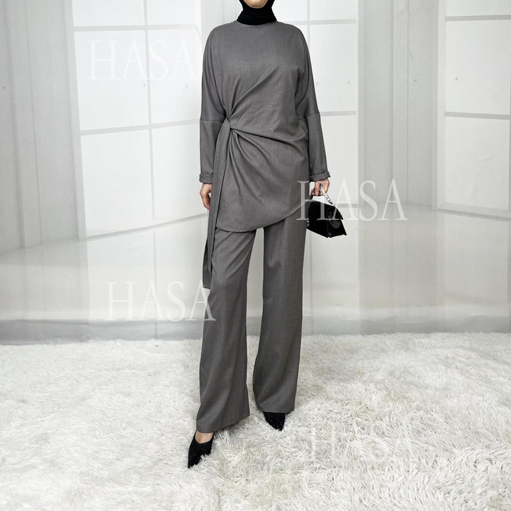 LUMAYA5856 High-end Imitation Linen Two-piece Suit (excluding Headscarf), Fashionable and Comfortable New Experience