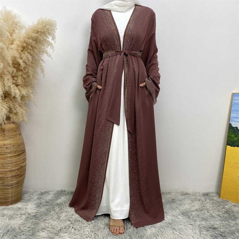 LUMAYA LUMAYA1086 Hot Diamond Lace Up Cardigan with Pocket Dress