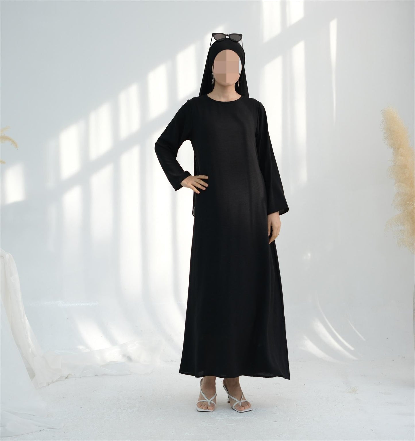 LUMAYA6513 Double-layered sleeve chiffon cardigan two-piece robe abaya (headscarf not included)