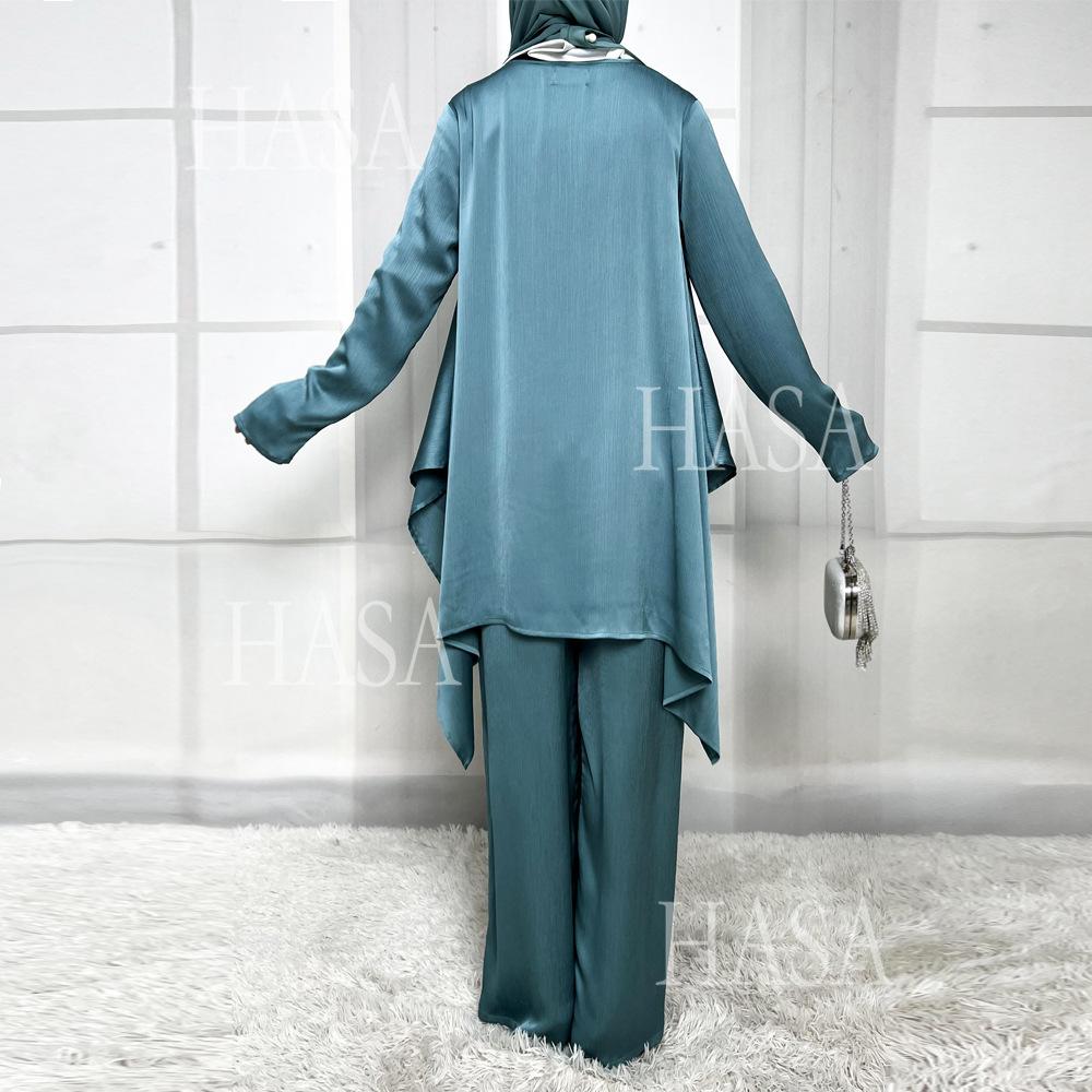 LUMAYA5854 High-end crepe linen two-piece robe, irregular design shows fashion(Headband not included)