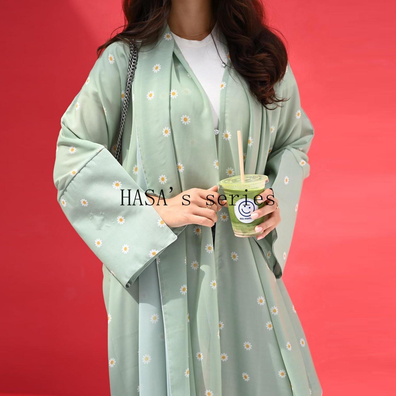 LUMAYA5104 Fresh and stylish printed loose-fitting cardigan, a long-sleeved, flowing long coat.