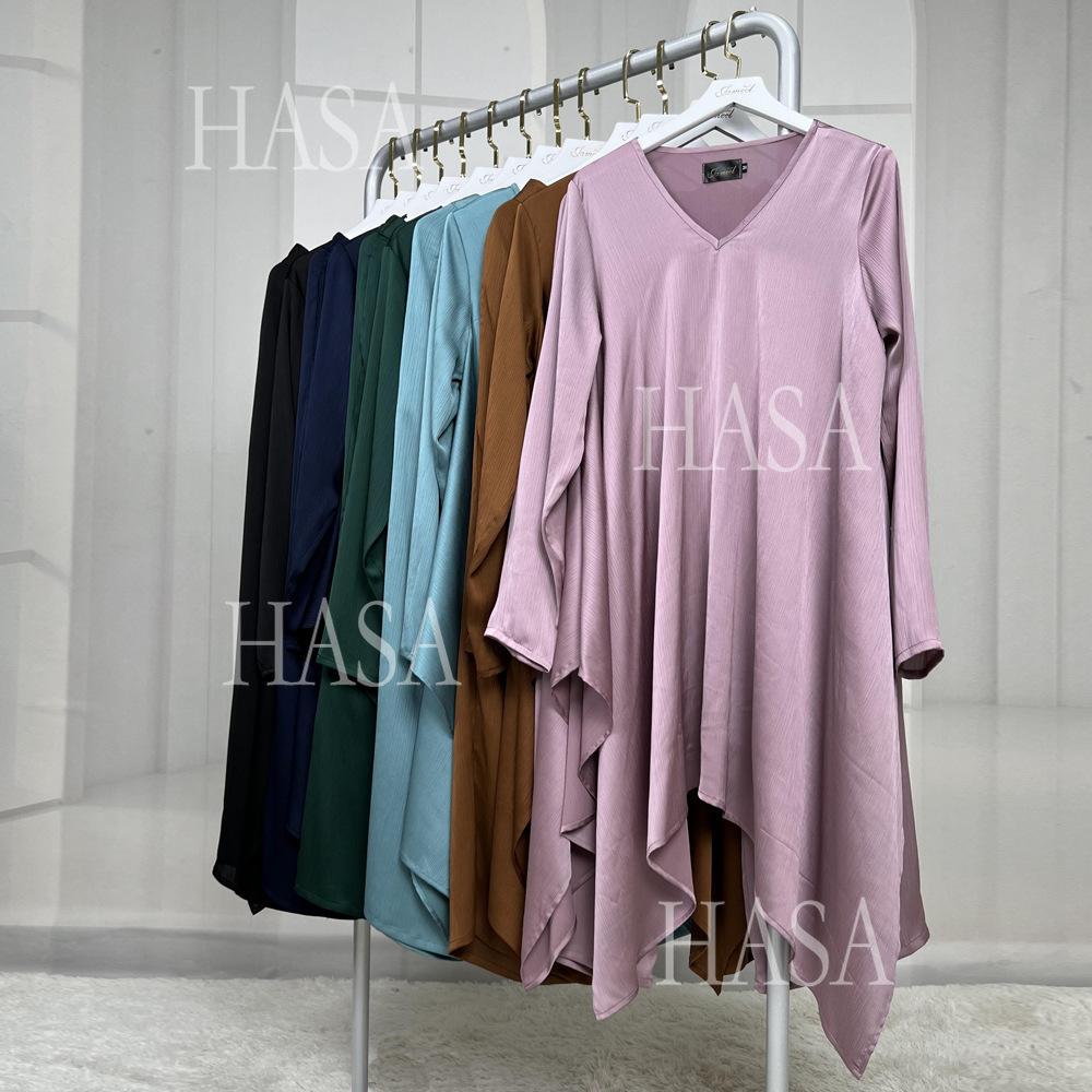 LUMAYA5854 High-end crepe linen two-piece robe, irregular design shows fashion(Headband not included)
