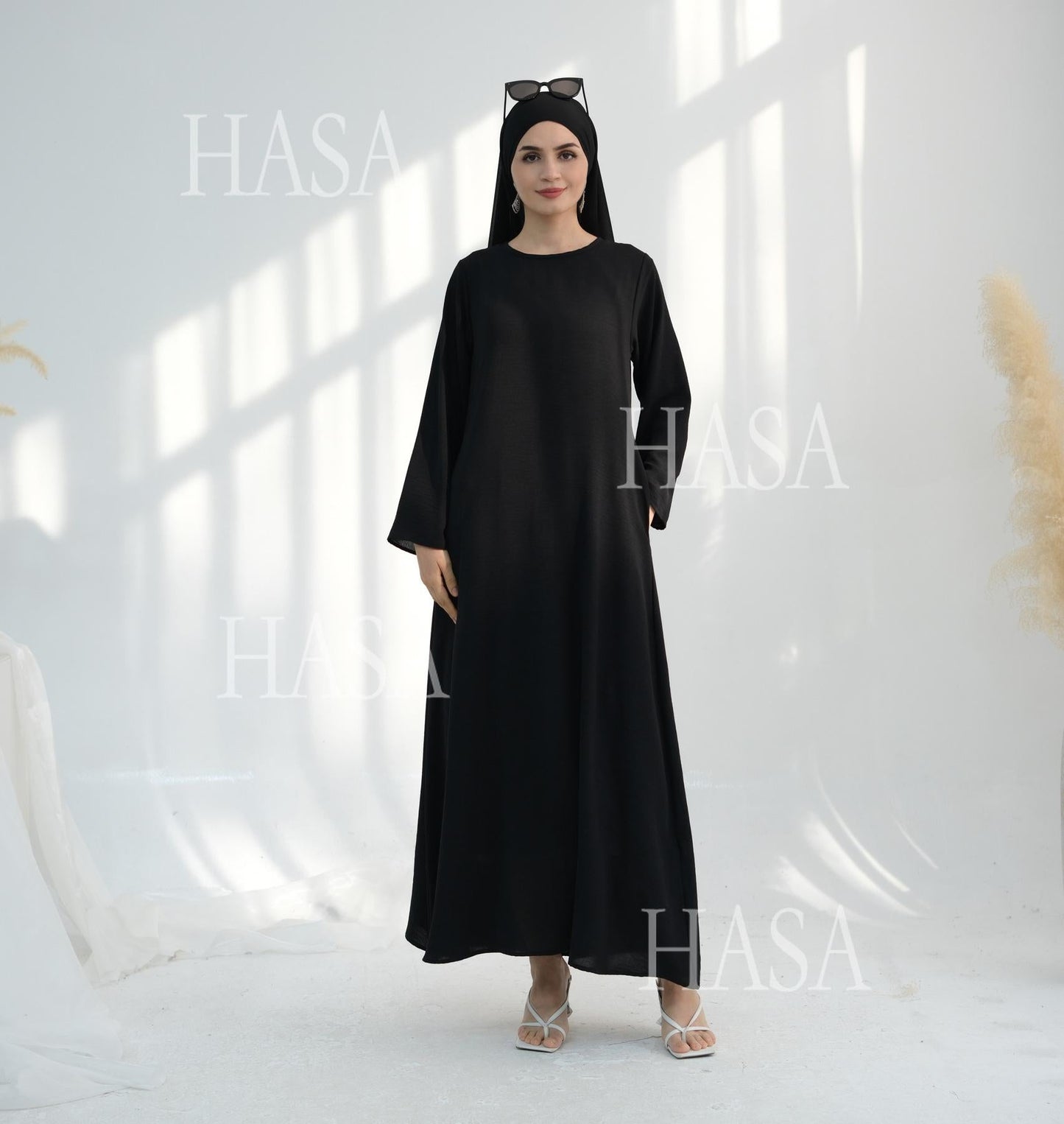 LUMAYA6513 Double-layered sleeve chiffon cardigan two-piece robe abaya (headscarf not included)
