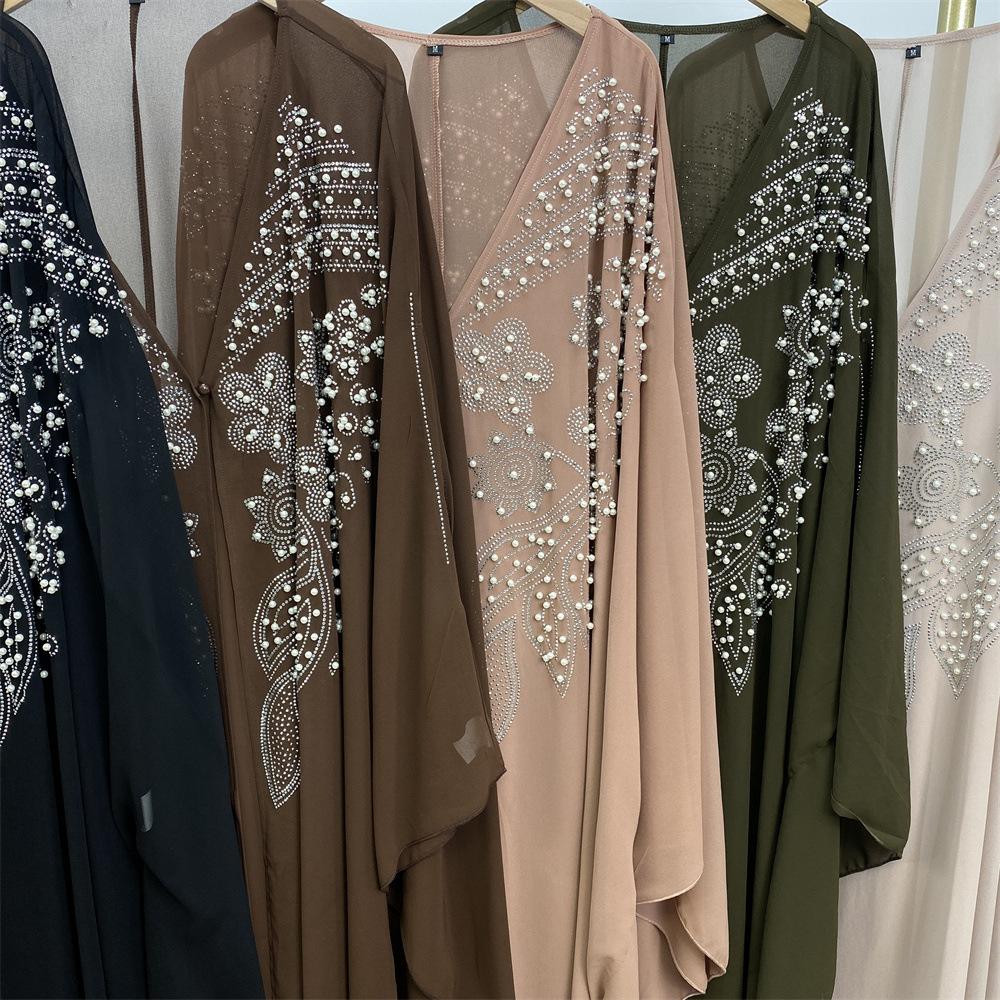 LUMAYA LUMAYA1085 Muslim Rhinestone Cardigan Dress