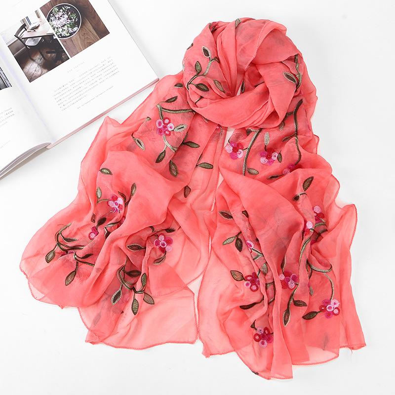 LUMAYA LM1132 Chiffon Flower Embroidered Scarf