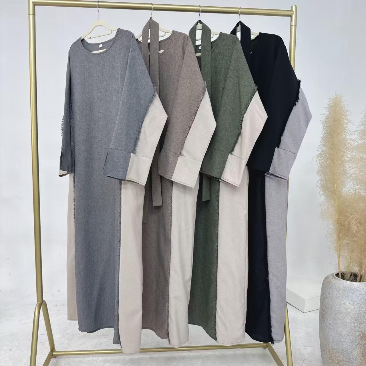 LUMAYA5508 Elegant patchwork robe - lightweight and comfortable, showing fashion taste plain casual dress