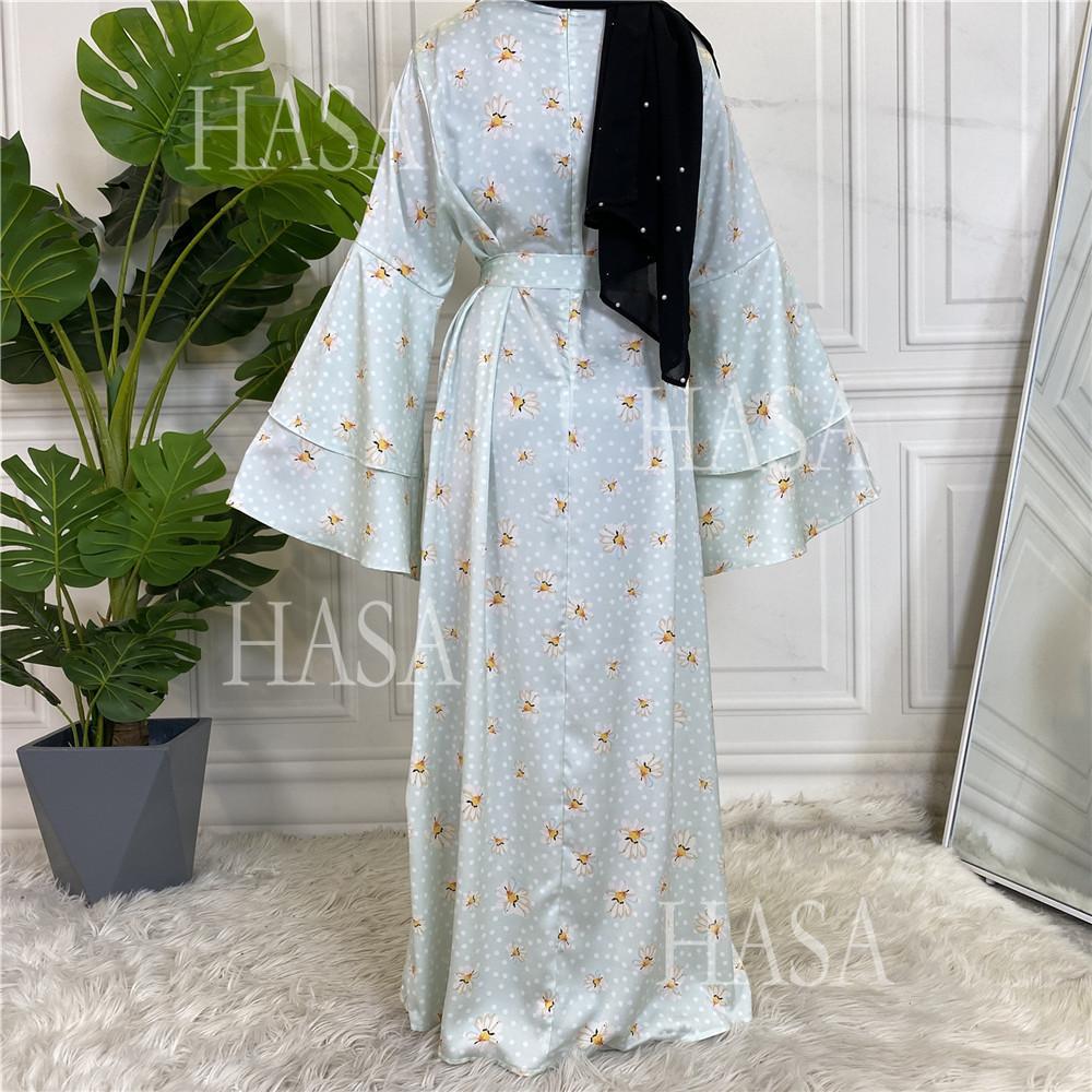 LM6590 Fashionable Printed Loose-fitting Dress with Lace-up Design and Wide Swing