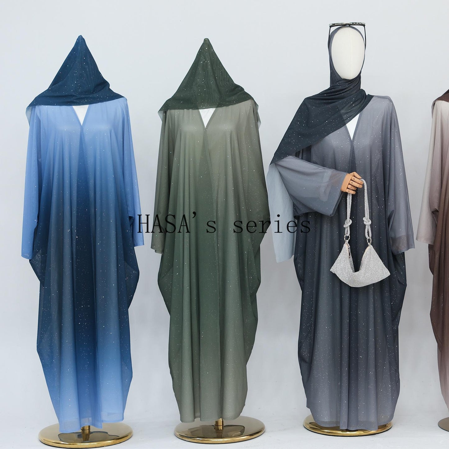 LUMAYA4839 Gradient Sequined Long Cardigan