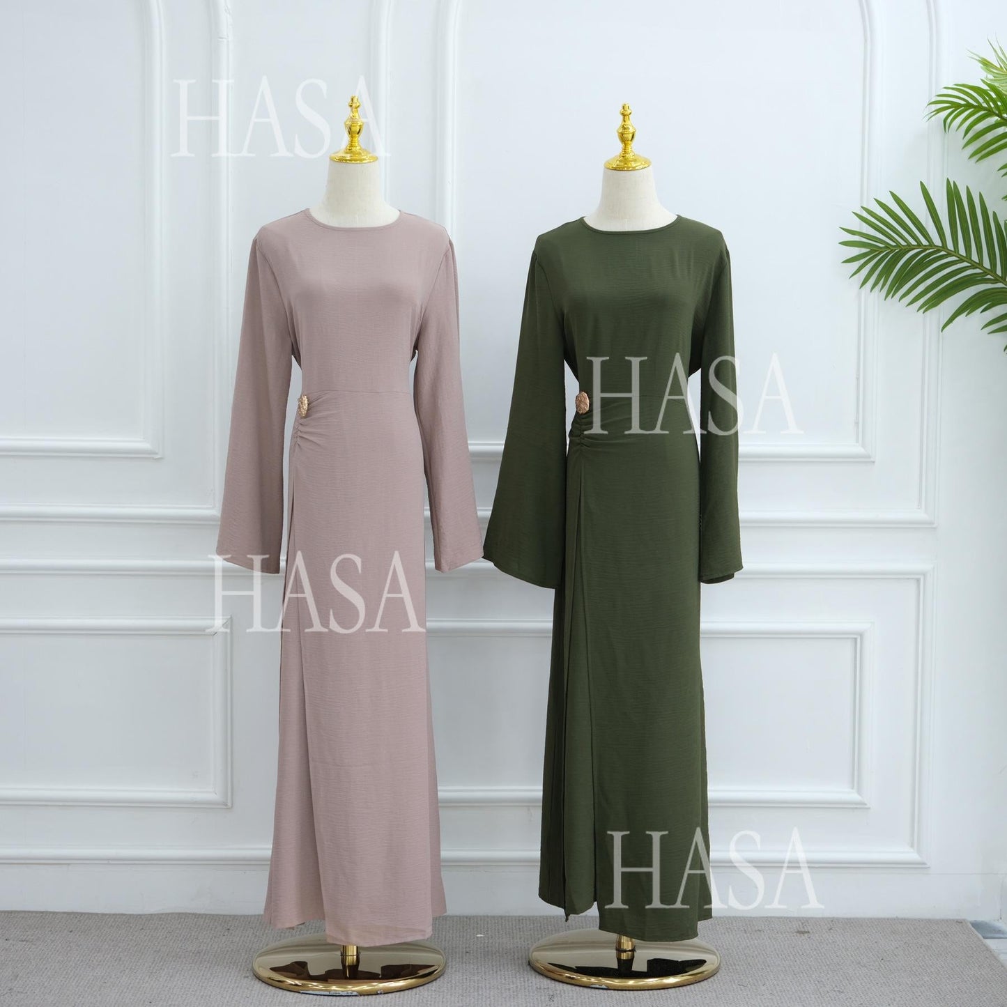 LUMAYA6549 Minimalist Abaya with Waist Detail